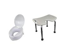 Mobiclinic, Elevador WC, Con tapa, 14 cm, Regulable, Blanco, Titán + Bahía Silla de Baño