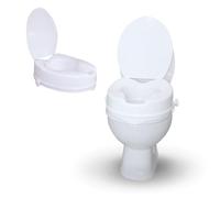 Mobiclinic®, Elevador WC para adulto, Con tapa, 10 centímetros, Adaptable a inodoros ovalados, Sistema de fijación lateral, Marca española, modelo Titán