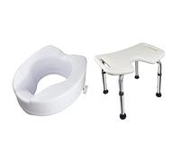 Mobiclinic, Elevador WC para Adulto sin Tapa, 14cm, Titán, Marca española, Asiento Elevador WC para Ancianos & Taburete de baño, Bahía, Silla para Ducha, Marca Española, Asiento en U