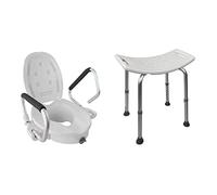 Mobiclinic®, Elevador WC para Adultos, con Reposabrazos abatibles y Acolchados, con Tapa, Adaptable a inodoros ovalados & San Fermín, Silla de Ducha, Taburete de baño