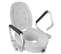 Mobiclinic®, Elevador WC para Adultos, con Reposabrazos abatibles y Acolchados, con Tapa, Adaptable a inodoros ovalados, Ergonómico, Ligero, Seguro, Marca Española, Modelo Guadiana