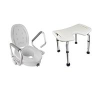 Mobiclinic, Elevador WC para Adultos con reposabrazos, Guadiana, con Tapa, Ligero, Blanco ño, Bahía, Silla para Ducha, Marca Española, Asiento en U, Altura Regulable, Ortop