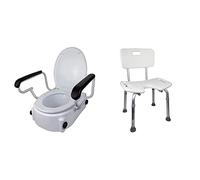 Mobiclinic, Elevador WC para adultos con reposabrazos, Tajo, 19 cm, Marca española, Elevador WC para ancianos Regulable, Inclinable, Blanco &, Silla de baño, Marisma, Taburete de Ducha,