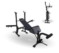 Mobiclinic® Fitness, Banco de musculación Multifuncional, Pressfit, Ajustable, Plegable, Acero, Soporta hasta 250 kg, Soporte para Barras, Ideal Ejercicios Fuerza en casa