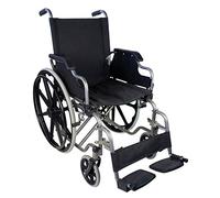 Mobiclinic, Giralda, Silla de ruedas plegable, Ortopédica, Marca Española, Para minusválidos, de Acero, Reposapiés extraíbles y reposabrazos abatibles, Negro, Asiento 46 cm, Ultraligera