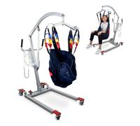 Mobiclinic®, Grúa para Personas Mayores Eléctrica, Hasta 180 kg, Incluye Arnés de Transferencia, Ancho Ajustable, Uso Mientras se Carga, Ruedas con Freno, Segura, Acero, Fortuna Basic
