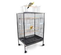 Mobiclinic®, Jaula de Pájaros, XL, con Ruedas, Frenos, Apertura Superior, Bandeja Extraíble, 8 Puertas, Grande, 95x43x61.5 cm, Comederos, Bebederos, Perchas Descanso, Agapornis, Loros, NINFA