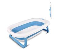 Mobiclinic® kids, Bañera plegable bebé, Bubba, Diseño interior antideslizante, Fácil de transportar, Asa para colgar, Incluye tubo desagüe, Patas antideslizantes, Segura, Azul