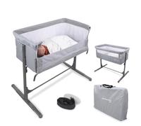 Mobiclinic® Kids, Cuna colecho, 2 en 1, Moon, Correas de fijación a la Cama, Regulable 5 Alturas, Bolsa Transporte, Incluye Ruedas, Malla Transpirable, Ángulo, Base Acolchada