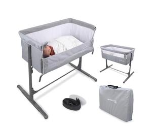 Mobiclinic® Kids, Cuna colecho, 2 en 1, Moon, Correas de fijación a la Cama, Regulable 5 Alturas, Bolsa Transporte, Incluye Ruedas, Malla Transpirable, Ángulo, Base Acolchada