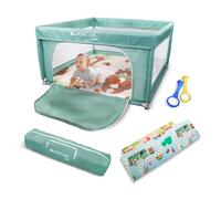 Mobiclinic®kids, Parque infantil bebe + alfombra de juegos reversible, Plegable, 125x125cm, Bolsa transporte, Transpirable, Happyland, Tejido lavable, Agarraderas, Corralito bebé, Entrada lateral