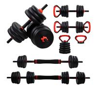 Mobiclinic®, Mancuernas Ajustables 20 Kg, 4 en 1, Juego de Pesas, Mancuernas, Kettlebells y Soporte para Flexiones, Barra de Conexión, Agarre Antideslizante, Mobimax, Gimnasio en Casa, Fitness