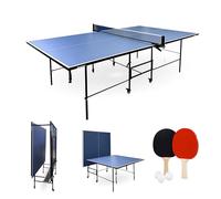 Mobiclinic®, Mesa de Ping Pong Plegable, 274x152’5x76 cm, Incluye Red y Funda Protectora, 2 Palas, 3 Pelotas, Ruedas 360º con Bloqueo, Tokyo, Asas de Transporte, Azul
