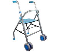 Mobiclinic, Modelo Future, Andador para mayores, adultos, ancianos o minusválidos, de acero y aluminio, ligero, plegable, con asiento y ruedas, Color Celeste