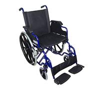 Mobiclinic, modelo Giralda, Silla de ruedas para minusválidos, plegable, ortopédica, de acero, reposapiés, reposabrazos, color Azul, asiento 43 cm, ultraligera