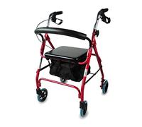 Mobiclinic, Modelo Sinagoga, Rollator con 4 ruedas, Andador para adultos, mayores, minusválidos o ancianos, andador caminador de aluminio, ayuda para caminar, ligero, plegable, con asiento, Rojo