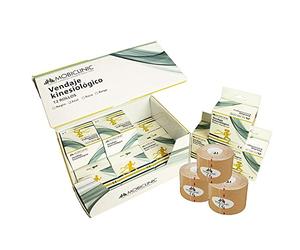 Mobiclinic®, Pack 12 uds. Kinesiotape, Venda Neuromuscular Adhesiva, 5m x 5cm, Esparadrapo Deportivo, Alivio Dolor Muscular, Vendaje Kinesiológico, Cinta Kinesiológica, Face Tape (Beige)