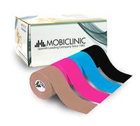 Mobiclinic, Pack de 4 Kinesiotape, Mobitape, Venda Neuromuscular adhesiva, Alivio dolor muscular, Elásticas, Impermeable, Vendaje kinesiológico, Apto para múltiples zonas, Rollo, 5x5cm