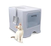 Mobiclinic® pets, Arenero gatos cubierto, Cajón extraíble, Incluye pala, Catbox, Doble entrada frontal y superior con tapa, Rejilla, Estética elegante, Estructura desmontable