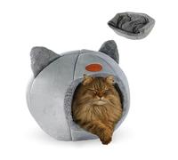 Cueva nido gris para mascotas | Plegable | Gris | Confort | Suave | 40x40x43 cm | Carga máx. 12Kg | HelloCatty | Mobiclinic