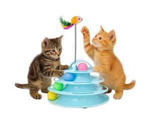 Mobiclinic®Pets, Juguete para Gatos, Interactivo, Catplay, Estimulación sensorial, 4 Niveles, Pelotas, Fácil de Montar, 12x24x16.5cm Torre interactiva Gato, Antideslizante, Diseño Atractivo