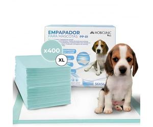Mobiclinic® Pets, Pack 400, Empapadores Perros, XL, 56x56 cm, 6 Capas, Ultraabsorbente, Marca española, Alfombrilla higiénica, Cachorros, Desechables, Adiestramiento para Mascotas, Gatos