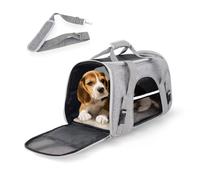 Mobiclinic® Pets, Transportín Perro Gato, Bronco, Plegable, Banda para Trolley, Ventilación, Múltiples accesos, Ajustable, 48x25x30 cm, Portátil, Adaptable a Maletas, Mascotas pequeñas