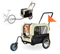 Mobiclinic®, Remolque de Bicicleta para Perros + Carro de Transporte, 2 en 1, hasta 40 Kg, Cubierta Impermeable, 123x67x100 cm, Reflectores y Bandera, 600D Oxford, para Perros Pequeños y Medianos