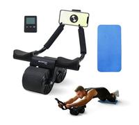 Mobiclinic®, Rueda abdominal con rebote automático, Soporte para codos, Temporizador digital, Esterilla antideslizante, Doble, Móviles, Ra-02, Gimnasio en casa, Fitness