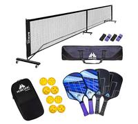 Mobiclinic®, Set de Pickleball, 4 Raquetas, 8 Pelotas, Red con Ruedas, Bolsa de Transporte, Mobiall, Empuñadura Ergonómica, Grip Antideslizante