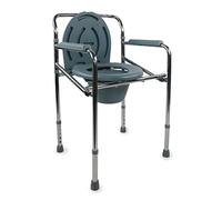 Mobiclinic, Silla con WC, Puente, Acero cromado, Silla WC con inodoro para personas mayores, Marca española, Con tapa, Reposabrazos, Asiento ergonómico, Regulable en altura, Conteras antideslizantes