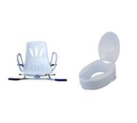 Mobiclinic, Silla de Baño Giratoria, Lago +, Elevador WC para Adulto con Tapa, Blanco Titán