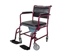 Mobiclinic®, Silla de ruedas con inodoro, Ancla, Marca española, Wc, Para ancianos, Reposabrazos y reposapiés, Asiento ergonómico, Antideslizantes, Acero, Burdeos