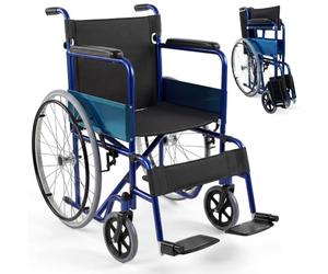 Mobiclinic®, Silla de ruedas plegable, Alcázar, Autopropulsable, Freno estacionamiento, Marca española, Reposapiés abatibles, Reposabrazos acolchados, Resistente, Asiento 46 cm, Macizas