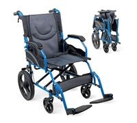 Mobiclinic®, Silla de Ruedas Plegable, de Tránsito, Asiento 46 cm | Respaldo Abatible, Reposapiés Abatibles, Doble Sistema de Frenado, Acero Reforzado, Hasta 100 kg, Ligera y Compacta, Faraón