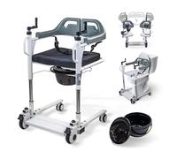 Mobiclinic®, Silla de Transferencia, con Orinal Extraíble, Regulable en Altura, Doble Sistema de Seguridad, Apertura Lateral, Cojín, Ruedas con Frenos, para Cama, Sillón e Inodoro, Acero, Willy