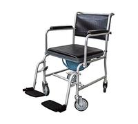 Mobiclinic, Silla de WC con ruedas, Ancla, Silla de inodoro para minusválidos, Silla de ruedas con inodoro, discapacitados, ancianos, Reposabrazos, Asiento ergonómico, Gris