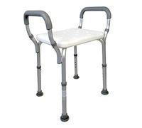 Mobiclinic®, Silla Ducha, Altura Regulable, Acueducto, Taburete Baño, Conteras Antideslizantes, con Reposabrazos, MAX. 100 kg, Aluminio, Blanco
