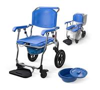 Mobiclinic®, Silla Ducha WC, Plegable, 3 en 1, Cubeta 6,5 L Extraíble, Reposabrazos y Reposapiés, Inodoro Portátil, Ruedas con Freno, Antideslizante, Ligera, Aluminio, Babor