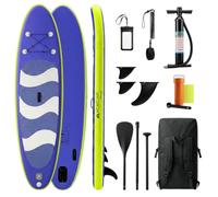 Mobiclinic®, Tabla de Paddle Surf, Hinchable, Incluye Bomba, Mochila, Remo Ajustable, Funda para móvil, Kit reparación, 315x78x15 cm, Plegable, Niños, Adultos y Mascotas, hasta 150kg (Azul y Verde)