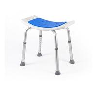 Mobiclinic®, Taburete de Baño, Altura Regulable 42 a 57,5 cm, Asiento de EVA Pad Antideslizante, Ligera, Agujeros Drenaje, Conteras Antideslizantes, Diseño ergonómico Curvado, Aluminio, Santana