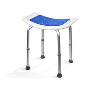 Mobiclinic®, Taburete de Baño, Altura Regulable 42 a 57,5 cm, Asiento de EVA Pad Antideslizante, Ligera, Agujeros Drenaje, Conteras Antideslizantes, Diseño ergonómico Curvado, Aluminio, Santana