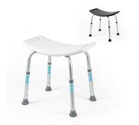 Mobiclinic®, Taburete Baño, Altura Regulable, San Fermín, Asiento en U, Conteras Antideslizantes, Ligero, MAX. 100 Kg, Aluminio, Blanco