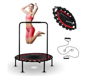 Mobiclinic®, Trampolín Redondo, Plegable, 2 Bandas de Resistencia, Agarre Regulable, Capacidad 150 kg, 101 cm Diámetro, Interior y Exterior, Fácil instalación, Kangumobi