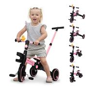 Mobiclinic®, Triciclo 5 en 1, Chase, Evolutivo, De 1,5 a 5 Años, Manillar y Asiento Ajustables, 3,3 kg Ultraligero, Fácil Montaje, Ruedas Antipinchazos, hasta 25 kg, Portabotellas (Rosa)