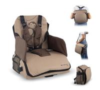 Mobiclinic®, Trona portátil bebé, Plegable, De viaje, Con compartimentos organizadores, 6 a 36 meses, Hasta 15 kg, Arnés ajustable de 5 puntos, Elevador bebé, Ideal para comidas, Beige, Monkey