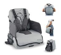 Mobiclinic ®, Trona portátil bebé, Monkey, De viaje, 6 a 36 meses, Hasta 15kg, Plegable, Arnés ajustable 5 puntos, Con almacenamiento, Silla bebe, Color gris