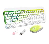 Mobifice Combo de teclado y mouse inalámbricos de 2.4 G, delgado, compacto, inalámbrico, tamaño compacto, silencioso, retro, para computadora de escritorio, laptop, Windows, Mac, Microsoft, tabletas