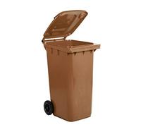 Mobil Plastic - Cubo con ruedas para reciclaje de residuos, 240 litros, para uso exterior, color marrón (UNI EN 840)