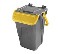 Mobil Plastic - Cubo de reciclaje gris con puerta basculante amarilla - Modelo Ecológico, 35 litros